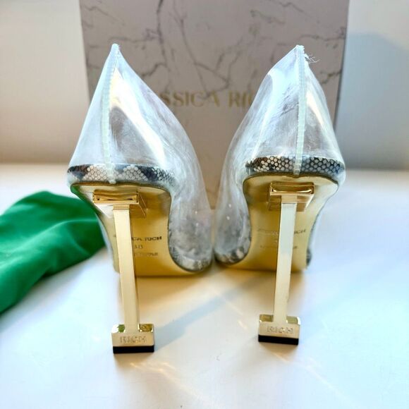 New! Jessica Rich "So Fancy" Snake Print Clear PVC Heels. Size 38 (USA 8)0 - Picture 3 of 6